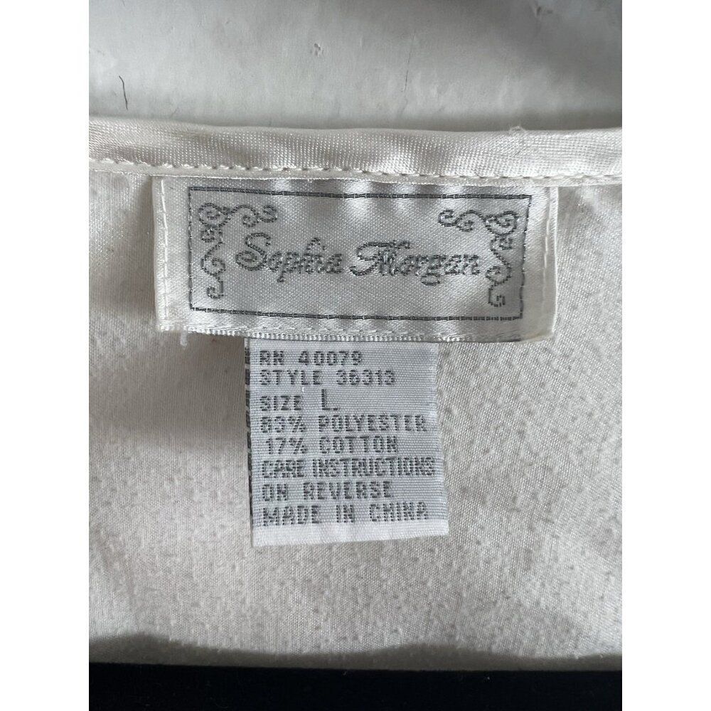 Sophia Morgan Vintage White Satin Nightgown Lace Embroidered Cottagecore Large - Picture 5 of 9